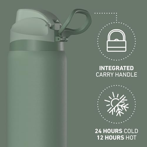 Hydrapeak Oasis 32 oz Water Bottle with Chug Lid, Stainless Steel Insulated Water Bottle For Men and Women, Sage Leaf - Image 7