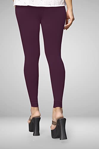 Image of Women's Cotton Skinny Leggings with Ankle Length Solid Pattern Mid Rise and Elastic Closure | Cotton Skinny Leggings for Womens