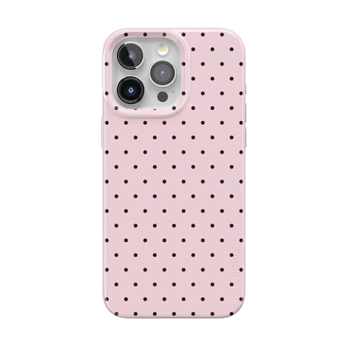 Casely iPhone 15 Pro Max Case | Pink & Brown Polka Dot | On the Dot | Compatible with MagSafe | Classic Ultra Slim Design