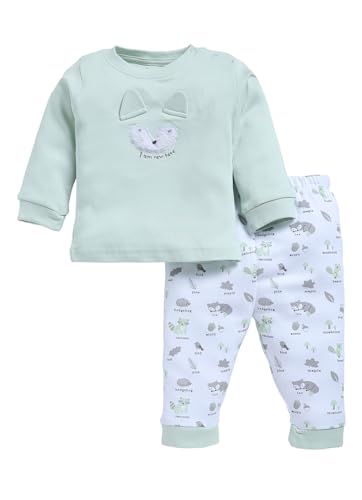 Image of Smart Baby Boys Cotton Top & Pyjama Set | Long Sleeve Round Neck T-Shirt & Full Pants | Soft Fabric | 0-18 Months | Ideal for Sleep
