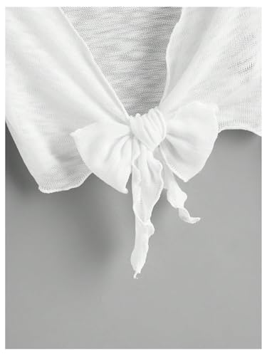 OYOANGLE Women's Bolero Shrug Lightweight Bell Long Sleeve Tie Front Cropped Cardigans3