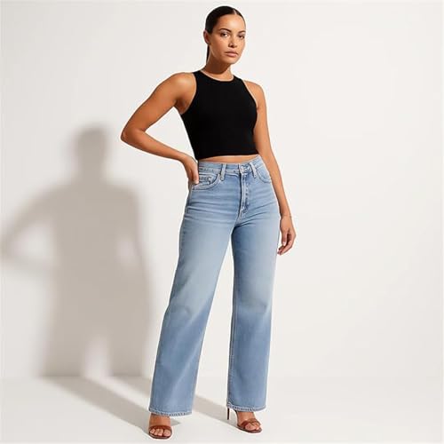 Valvari Jeans, Valvari Mid-Low Rise Stretch Jeans, Sweatpant Jean Tummy Control Baggy Straight Leg2