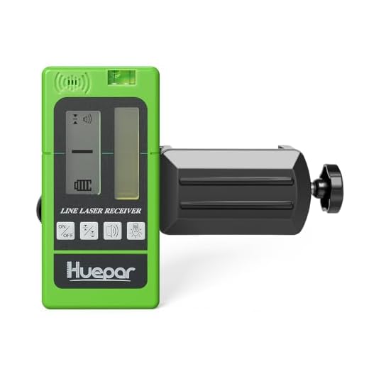 Huepar LR-5RG Laser Detector for Laser Level - Green and Red Beam Receiver for Use with Pulsing Line Lasers, Two-Sided Back-lit LCD Displays, Automatic Shut-Off Timer, Clamp Included