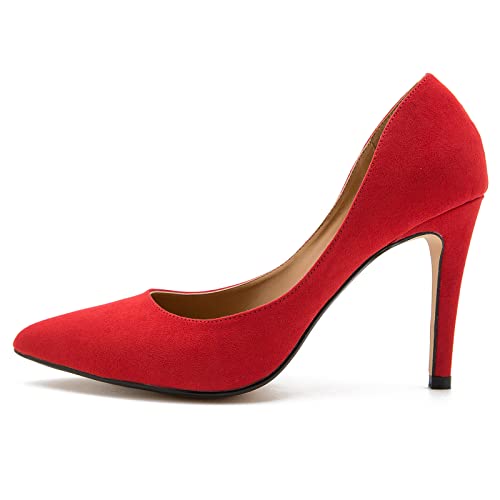 Image of Women's Men's Pointed Toe High Heel Pumps, Slip On, 3.94 Inch Stiletto Heel