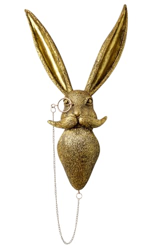 Animal Head Wall Art Sculptures PU Foam Material (NOT RESIN) 16 inchs Gold Rabbit Wall Decor Art for Whimsigoth Home Wall Decor Lightweight Accent Wall Hanging Room Decor