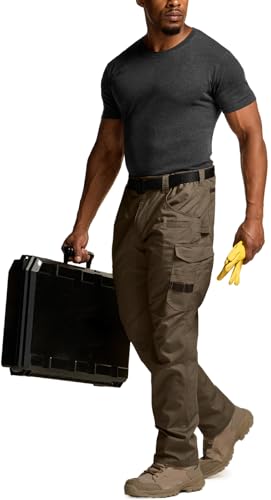 Image of CQR Men's Quick Dry Work Pants, Water Resistant Outdoor Tactical Pants, Lightweight Stretch Cargo Hiking Pants