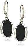 Nine West Women's Jet Oval Drop Earrings Silver Tone