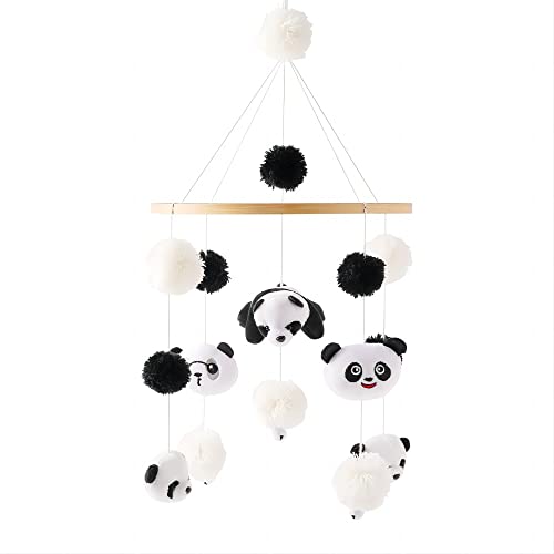 Promise Babe Mobile Bébé Panda Ours Carillons avec boules de feutre Doux animal Mobile Bébé Chambre Bois Crocheté Mobile Nouveau-né Garçon Fille Pendentif à suspendre