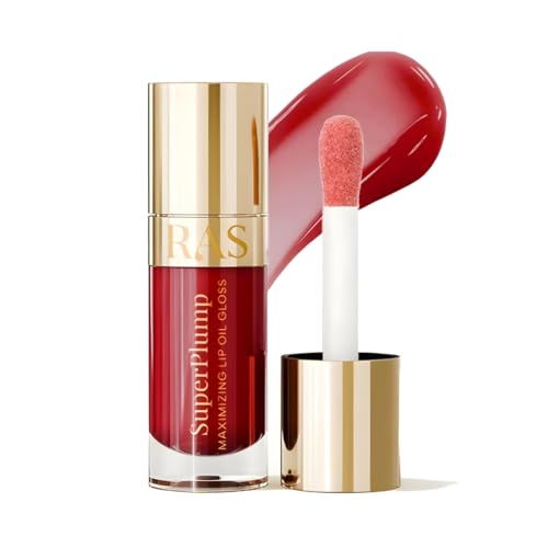 Image of RAS Luxury Oils Hydrating 4-in-1 Super Plump Lip Oil Gloss, Balm, Plumper & Gloss with SPF 20 | Enriched with Natural Oils, Peptides & Hyaluronic Acid - Cherry Glow