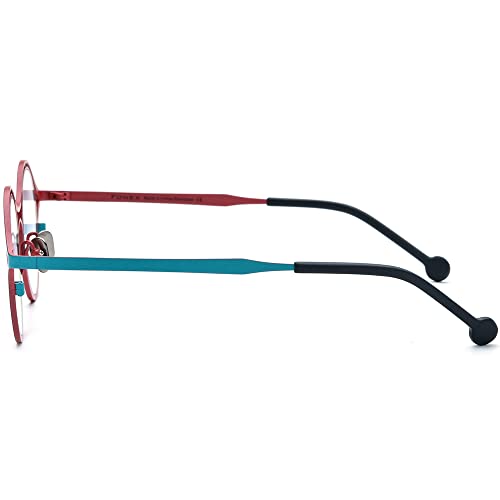 Image of FONEX Colorful Pure Titanium Glasses Frame Women Retro Round Eyeglasses