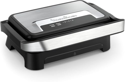 Moulinex Inicio Compact, plancha de paninis y grill, placas de cocción antiadherentes, fácil de guardar, fácil de lavar, GI270D10