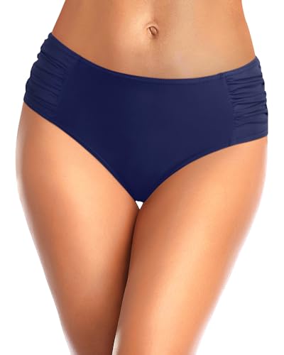 Image of Tempt Me Women Bikini Bottoms Mid Waist Bathing Suit Swimsuit Ruched Swim Bottom
