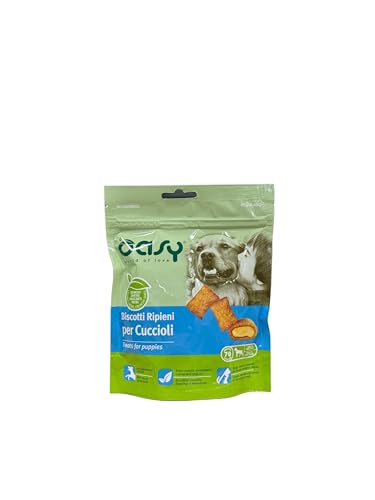 Oasy snack biscotti ripieni di mousse per cani cuccioli PROMOZIONE gusto POLLO |3 confezioni da 70 grammi l'una.