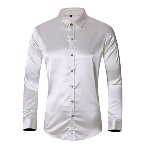 Chemise en soie homme argentée pour soirées décontractées