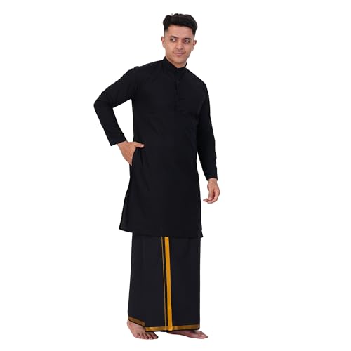 Ensemble noir pour homme PRAKASAM COTTON vêtement premium en fibre naturelle
