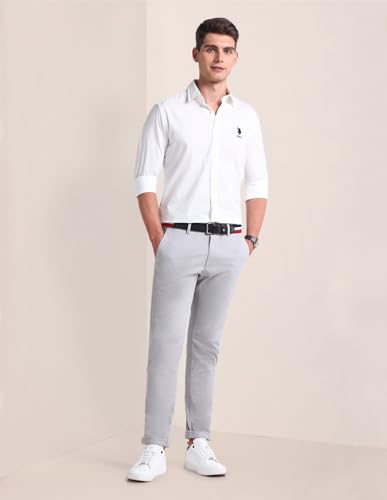 Image of U.S. POLO ASSN. Tailored Fit Cotton Shirts for Men - 100% Cotton, Patterned, Full Sleeve Mens Casual Shirts