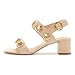 YDN Women's Fashion Open Toe Sandals Chunky Block Dressy Low Heels Backstrap with Buckle Fancy Summer Daily Shoes Size 8 Gold