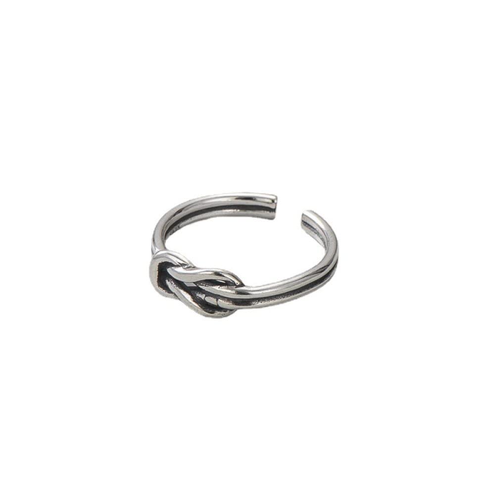 Anelli Estetici, Anello in Argento Sterling 925 Unico Semplice Moda Retro Annodato Doppio Strato Anelli Regolabili Aperti Gioielli Regali per Ragazzo Ragazza Uomo Donna