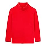 Picture of LittleSpring Toddler Girls Red Turtleneck Tee Shirt Lightweight Casual Base Layer 2T