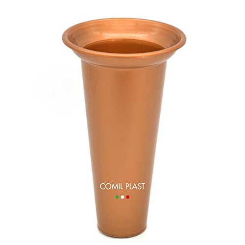 Portafiori Interno Per Vaso Cimitero Comil Plast - Diametro 11 Cm, Altezza 20 Cm - Plastica Bianca Made In Italy