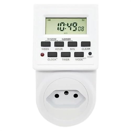 Timer Temporizador digital Bivolt, Multifuncional 20 eventos liga e desliga, Tomada com LCD Display,