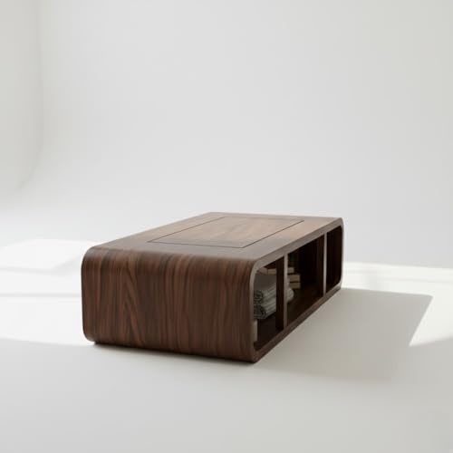 Image of Sheeshsam Wooden Center Coffee Table - Solid Wooden Coffee Table for Living Room - Tea Table Teapoy Center Piece for Home Sofa Center Table for Living Room (Walnut, Keith)