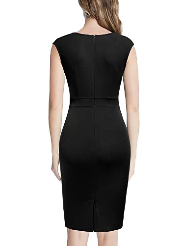 Miusol Women's Vintage Square Neck Cap Sleeve Work Pencil Dress2