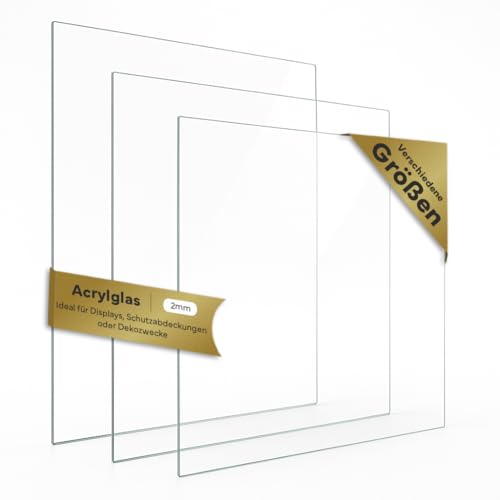 Plaque en verre acrylique de 2 mm, découpe sur mesure - Plaque en plastique incassable et résistante aux rayures - 18 x 24 cm à 70 x 100 cm - Pour cadre...