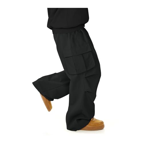 American Trends Men's Baggy Cargo Pants Wide Casual Parachute Pants Jogger Drawstring Hiking Hip Hop Pants with Pocket4