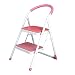 XBSLJ Step Stools Sgabello Pieghevole Sgabello Pieghevole con Scala in Metallo a 2 gradini Sgabello con Scala da Cucina Portatile con Tappetino Antiscivolo, capacità di carico Fino a 150 kg - Rosa