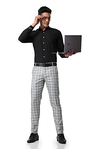 Image of MALENO Men's Polycotton Slim Fit Checkered Trouser |Trousers for Office, Party | Men Formal Pant