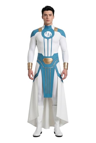 Invincible Mark Grayson Cosplay Jumpsuit Invincible Costume Mark Grayson Bodysuit Adult Mens Halloween Outfits (Blue M)