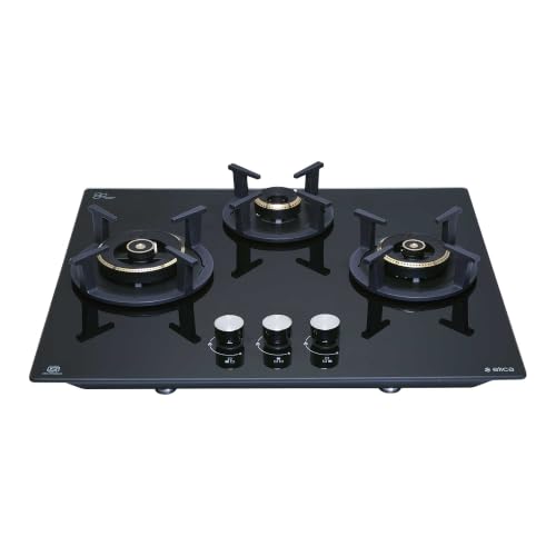 Image of Elica 60 cm 3 Burner Auto Ignition Hob | RG FLEXI DFS AB 3B 60 DX | 8 mm Toughened Glass, Direct Vertical Flame Brass Burners, Fully Sealed Burner Design, 2 Year Comprehensive Warranty