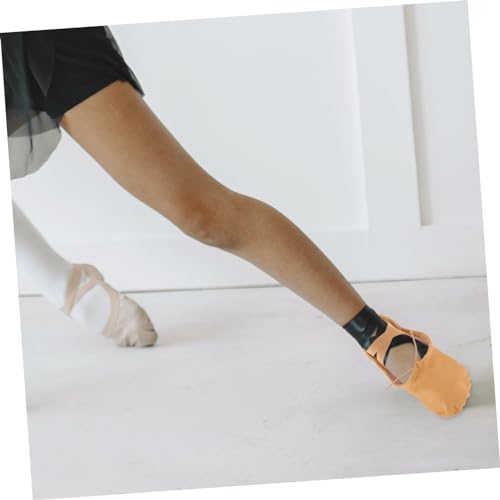 Healifty 1 Pair Girls Ballet Flats Princess Ballet Shoes Yoga Shoes Barre Ballet Shoes Stretch Canvas Ballet Slippers Shoes Sole Ballet Shoe Girl Child Practice Shoes Non-slip Light Brown4