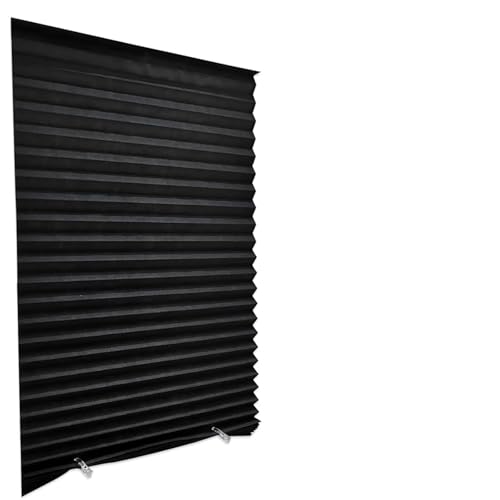 Estores Adhesivos Cortinas Plisadas Autoadhesivas for Medias Ventanas, no Tejidas, Plegables, for Balcones(Black,60x180cm)