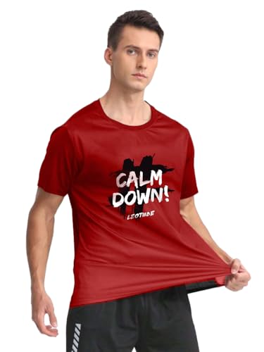 Image of LEOTUDE Men's Regular Fit Half Sleeve Round Neck Cottonblend Tshirt (Color Black)