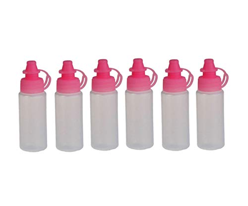 6PCS 20ML 0.7OZ Translucent Empty Plastic Dropping Bottles with Pink Cap Eyedrop Storage Holder Portable Refillable Squeezable Container Cosmetic Makeup Tools Jar Pot for Travel Daily Life