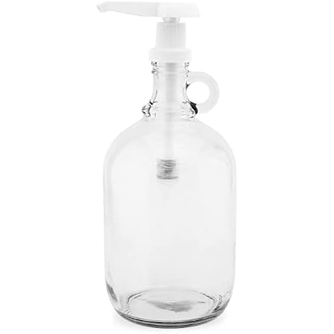 Cornucopia Half Gallon Glass Pump Dispenser Bottle, 64-Ounce Jug with Pump for Sauces, Syrups, Soaps and More Cover