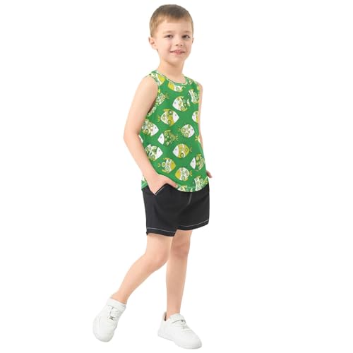 J JOYSAY Abstract Fish Green Boys Tank Top Sleeveless Muscle Shirts Quick Dry Workout Sport Active Kids T-Shirts 3-15T4