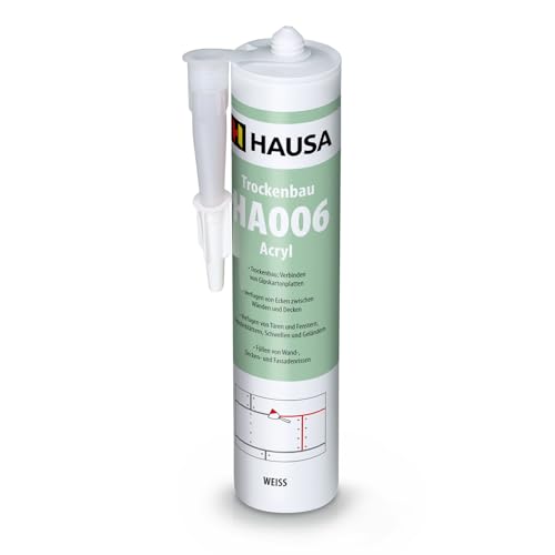 Hausa Maler-Acryl HA006 Universal elastische Acryl-Dichtstoff Weiß für Anwendungen im Innen- und Aussenbereich, überstreichbar, geruchlos, 310 ml Kartusche