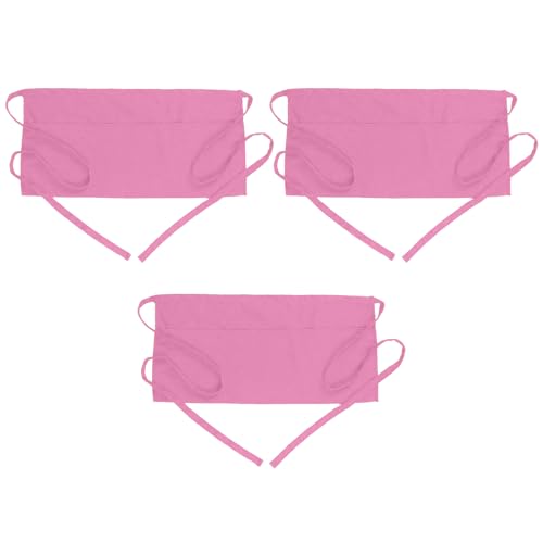 Image of BOHARERS 3 Pack Pink Waitress Aprons - Women Server Apron Waiter Server Short Aprons 24x12 Inches