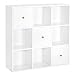 VASAGLE Libreria, Scaffale a 9 Cubi, Scomparti con 3 Ante, Organizzatore Portaoggetti per Camera dei Bambini, Ufficio, Studio, Soggiorno, Cameretta, Cucina, Moderno, in Legno, Bianco LBC034W01