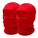 SHEVERCH 2 Pack Red Ski Mask Sun Protection Lightweight Shiesty Mask Balaclava Face Mask Men Women M