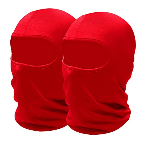 Sheverch 2 Pack Red Ski Mask Sun Protection Lightweight Shiesty Mask Balaclava Face Mask Men Women Motorcycling #TOP13