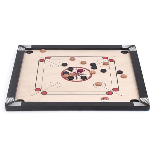 Image of Pro Play Priminum Wooden Carrom Board for Kids & Adults with Coins Striker and Boric Powder (Medium Size 26 * 26 with 2 Coins Set)