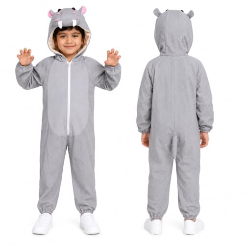Image of Raj Costume Animal Fancy Dress Costume for Boys & Girls | Hooded Full Body Wildlife Zoo Animal Jumpsuit | Soft Costume for School Function, Fancy Dress, Halloween, Birthday, Cosplay & Role Play