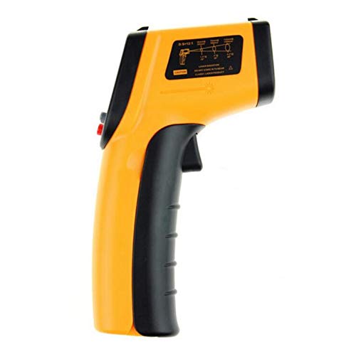 Benetech GM320 Infrared Thermometer side view with laser warning