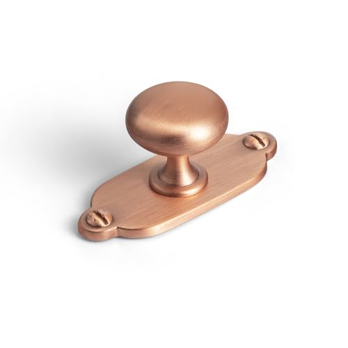 Image of Goo-Ki Brushed Copper Zinc Alloy Cabinet Large Knob with Backplate - Single Hole Center Cabinet Pull Hardware for Bedroom, Kitchen, 2 Pack(8611-G013)