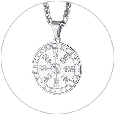 FaithHeart Personalised Viking Jewellery for Men Norse Rune Vegvisir Compass/Helm of Awe/Odin Tag Pendant Stainless Steel/Gold/Black Plated Nordic Amulet Chain Birthday Gifts