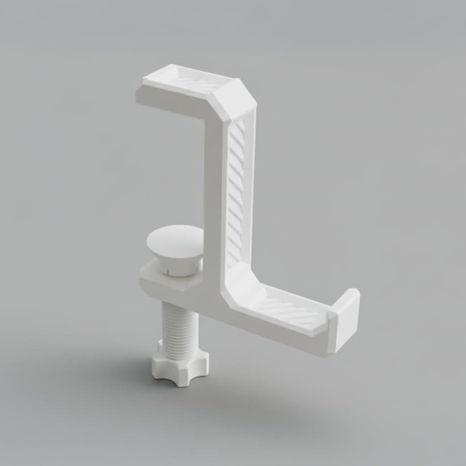 Image of Aesthetic Headphone Hook | Desk-Mounted Headphone Hanger | Durable, Space-Saving & Scratch-Free Stand for Gaming, Office, and Home Setup (Multi-Color) (All White)